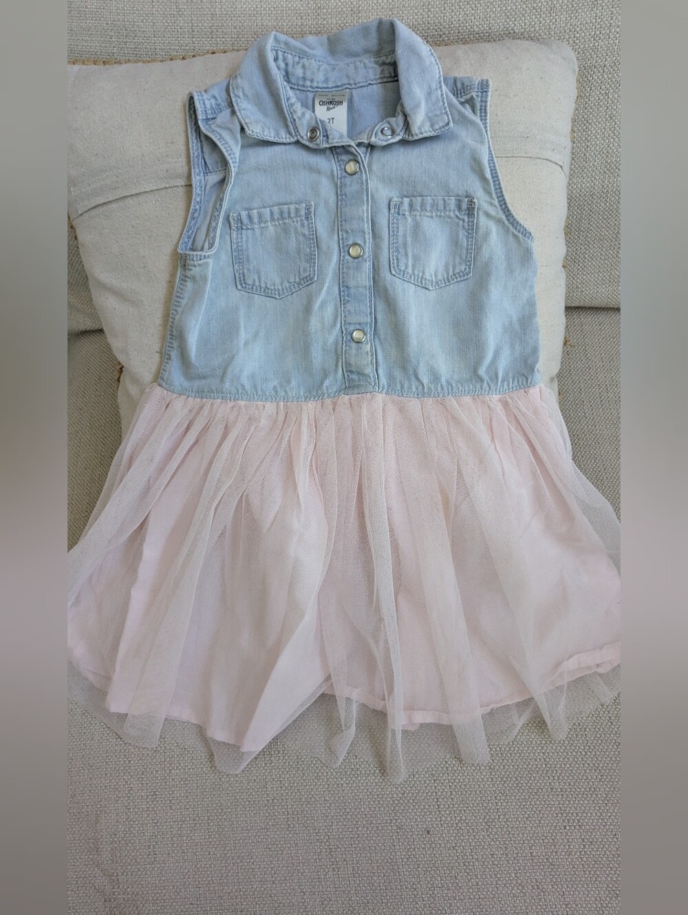 OshKosh Light Denim & Pink Tulle Dress Size 2T